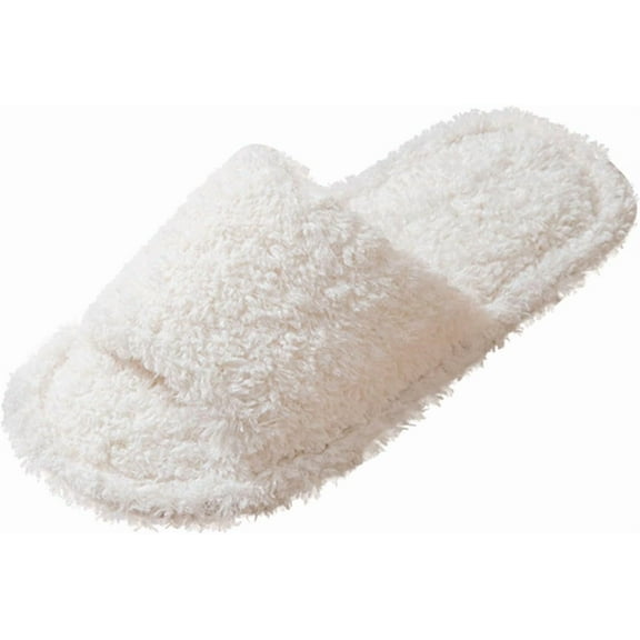 Unisex Open-Toe Slipper Slides - Soft Sole | Warm House Shoes for Men and Women | Lightweight, Comfortable Indoor Sandals