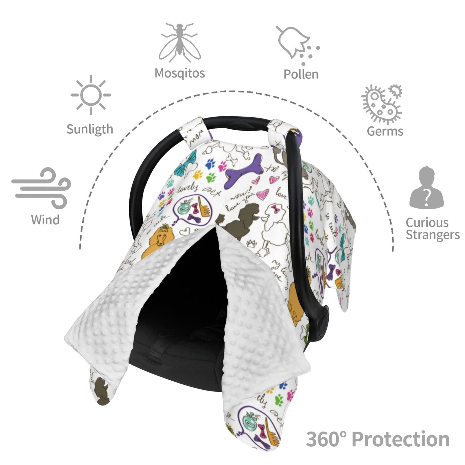 Car Seat Cover Baby - Funny Cute Poodle Dog Breathable Infant Car Seat Cover for Baby Carseat, Lightweight Comfort Baby Essentials Must Haves Newborn Stuff for Girl Boy
