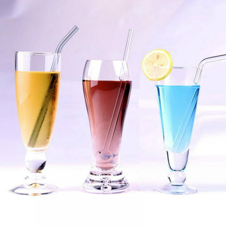 Glass Drinking Straw Reusable Bent Straw Eco Friendly High Borosilicate  Glass Straws For Smoothies Cocktails Bar Accessories