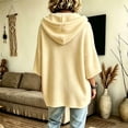 thumbnail image 4 of Beige Sweatshirt for Women Oversized Short Sleeve Hoodie for Women Casual Loose Batwing Half Sleeve Hooded Sweatshirt with Front Pocket Color Relaxed Fit Pullover Hoodie Daily Streetwear, 4 of 6
