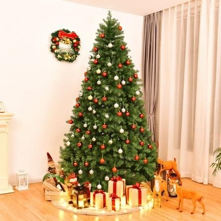 Costway Pre-Lit PVC Christmas Tree 8Ft Spruce Hinged 880 LED