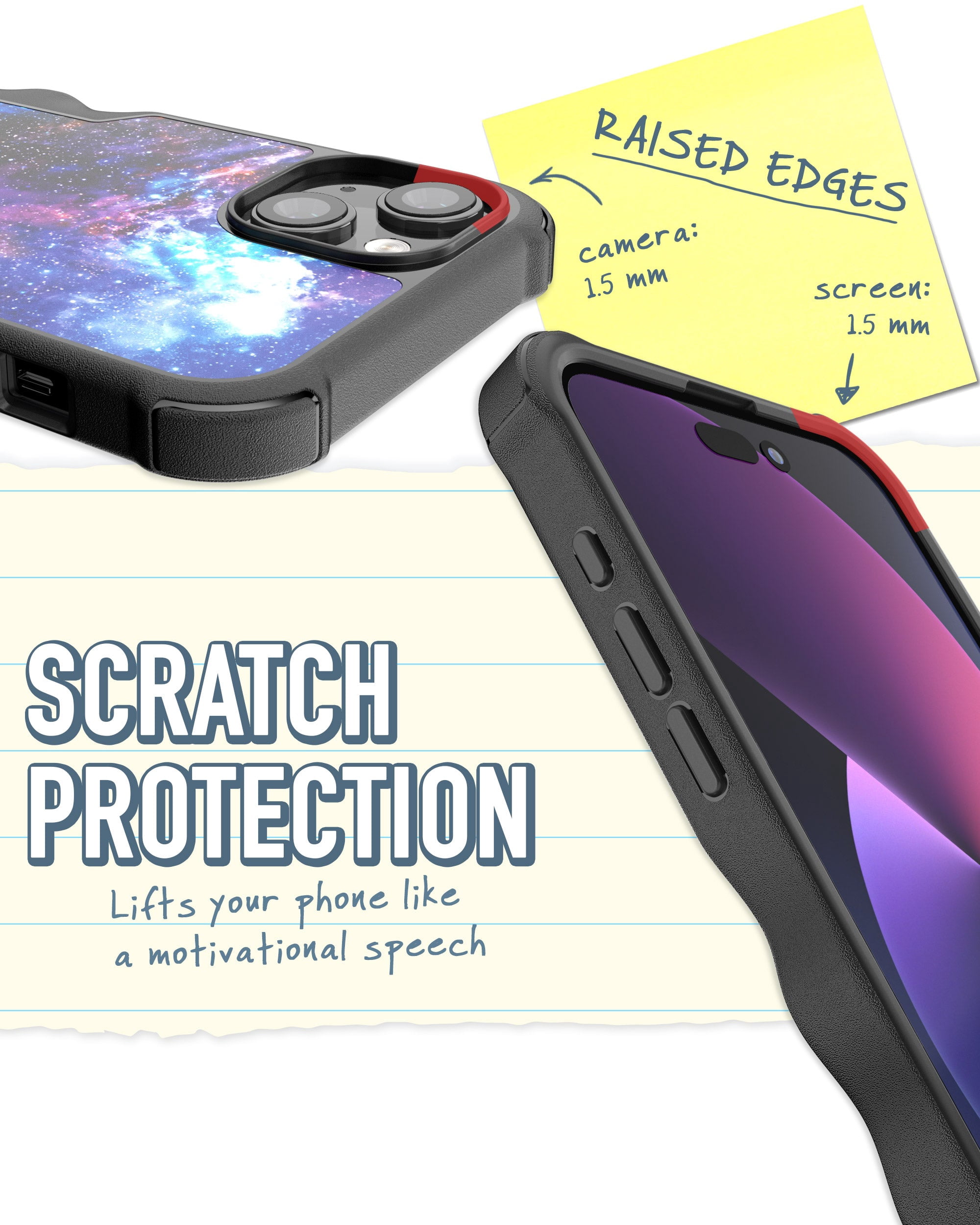 Smartish iPhone 15 Plus Protective Case - Gripzilla Compatible with MagSafe [Rugged + Tough] Heavy Duty Armored Slim Cover with Drop Protection - Spaced Out