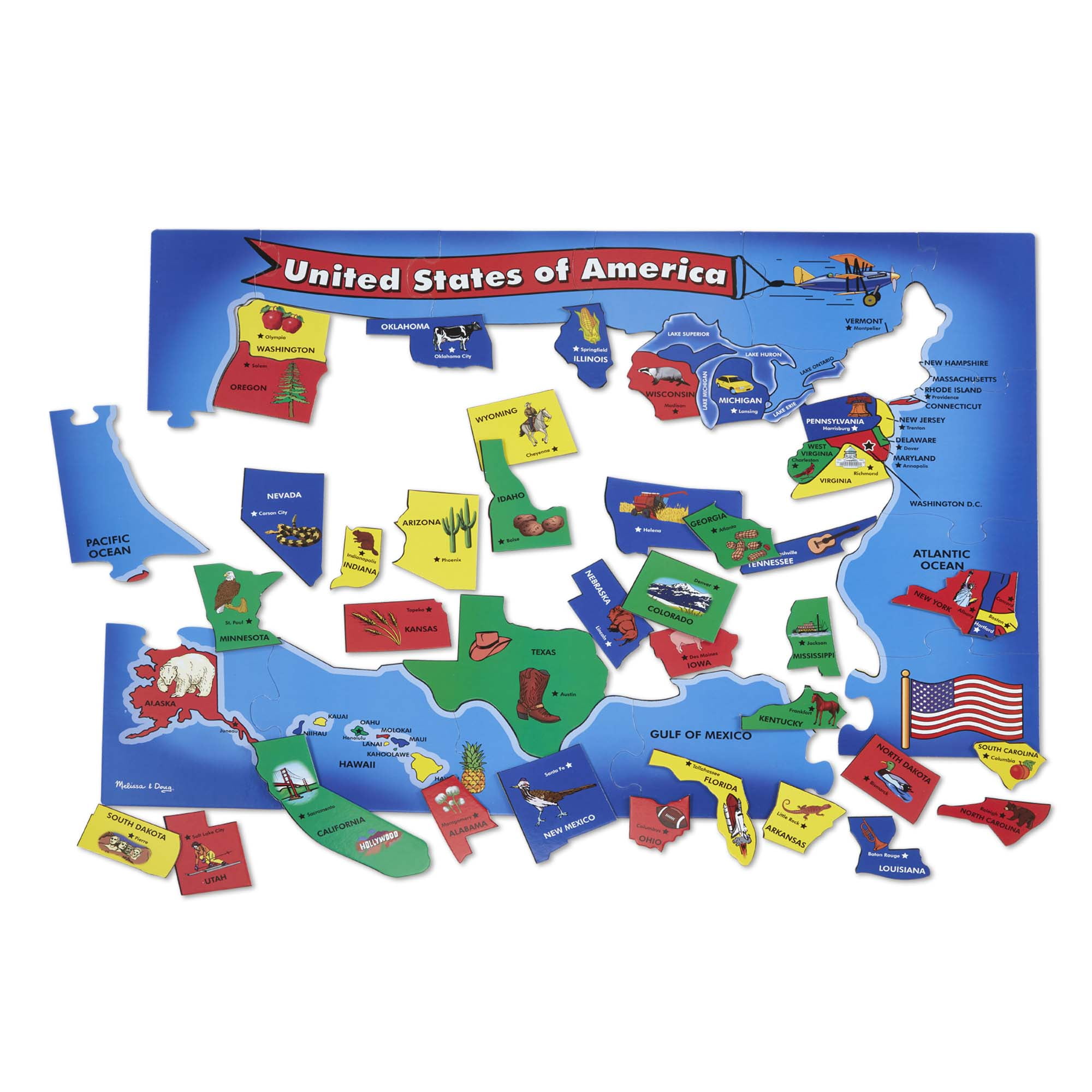 Melissa & Doug USA Map Floor Puzzle - 51 Pieces (2 x 3 feet)