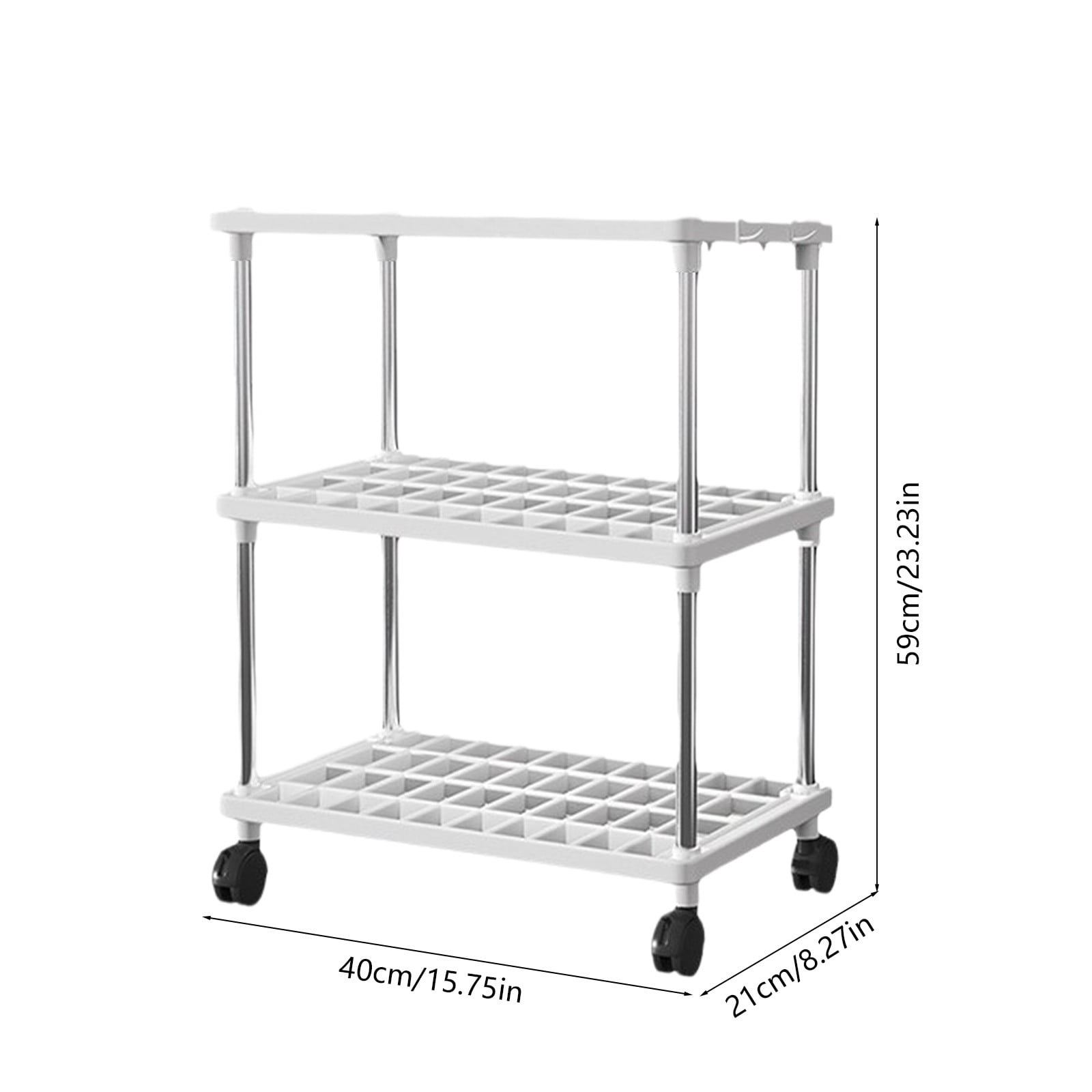 Usloyux Under $5 Freestanding Shelf Bathroom Organizer,2/3 Tier Storage Shelves with Wheels,Plastic and Metal Shelf Storage Rack Organizer,Standing Shelf for Bathroom Kitchen Closet