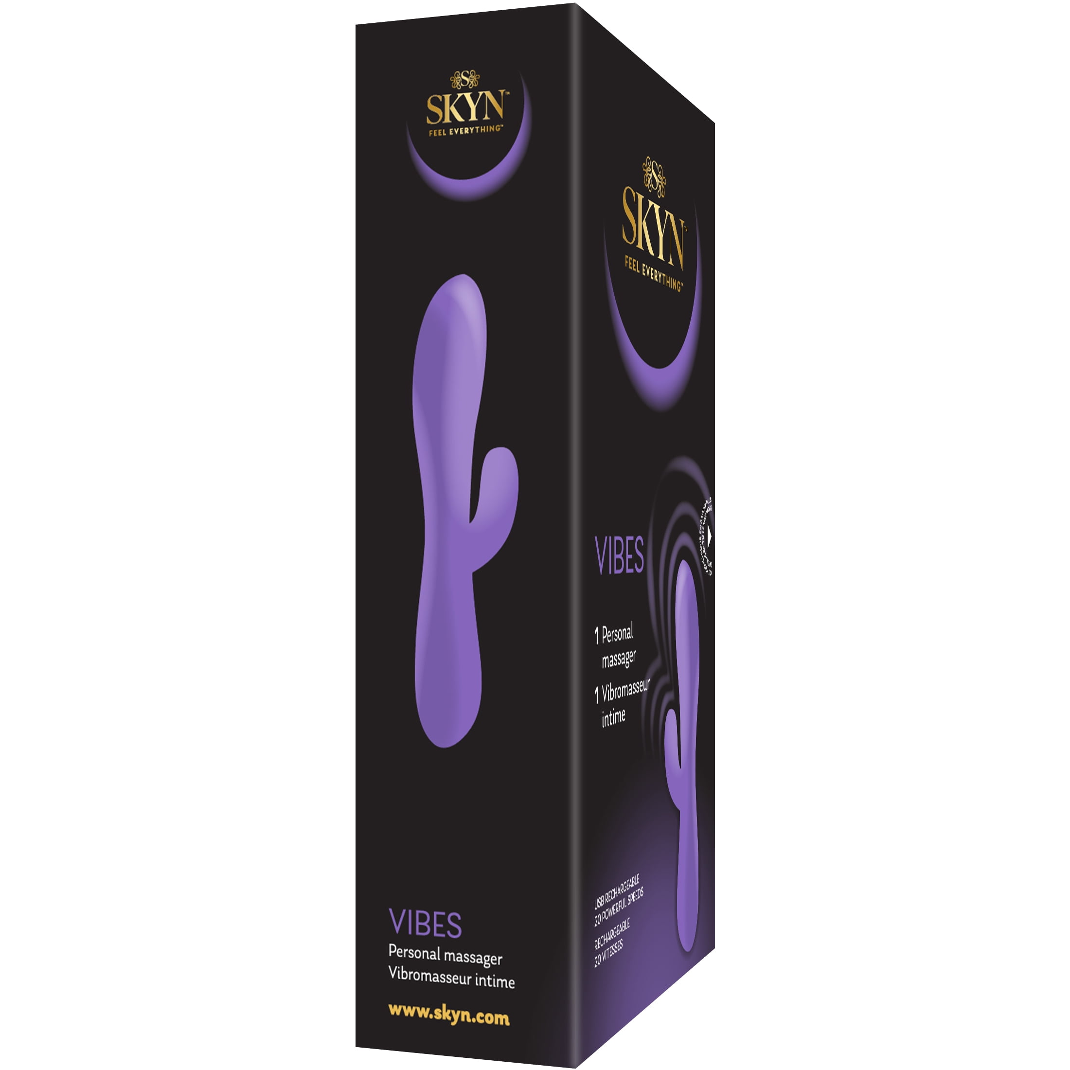SKYN Vibes Personal Massage Wand Vibrator, 20 Speeds, Purple, 1 Count