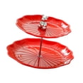 thumbnail image 1 of Soporte para cupcakes y postres, soporte para pasteles, centro de mesa, elegante soporte para cupcakes de 2 niveles Rojo con oso plateado, 1 of 9