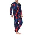 thumbnail image 2 of Naloa Neon City Map Men’s Pajamas Set - Long Sleeve Button Down Sleep Shirt and Pajama Bottoms Sleepwear Set-Large, 2 of 7