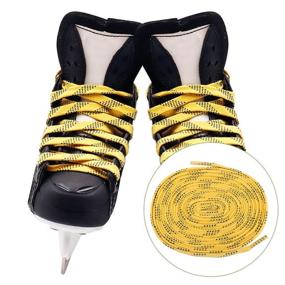 OFFIGAM 1Pair Yellow Flat Hockey Shoelaces for Skates with Flame Repairable Durable Tips