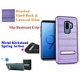 thumbnail image 1 of for 6.2" Samsung S9+ Galaxy S 9 + PLUS Case Phone Case Metal Kick Stand Brushed Back Grip Grooves Slim Scratch Shield Hybrid Shock Bumper Cover Purple, 1 of 4