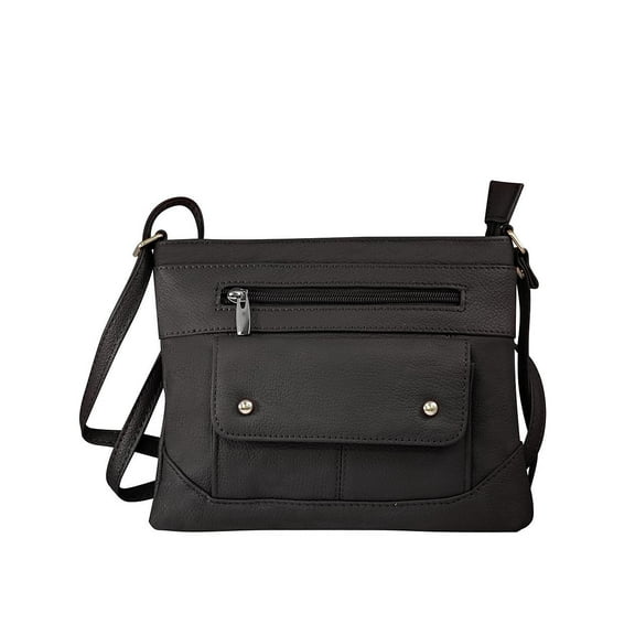 Women's Genuine Cowhide Leather Studded Pocket Crossbody Bag Handbag