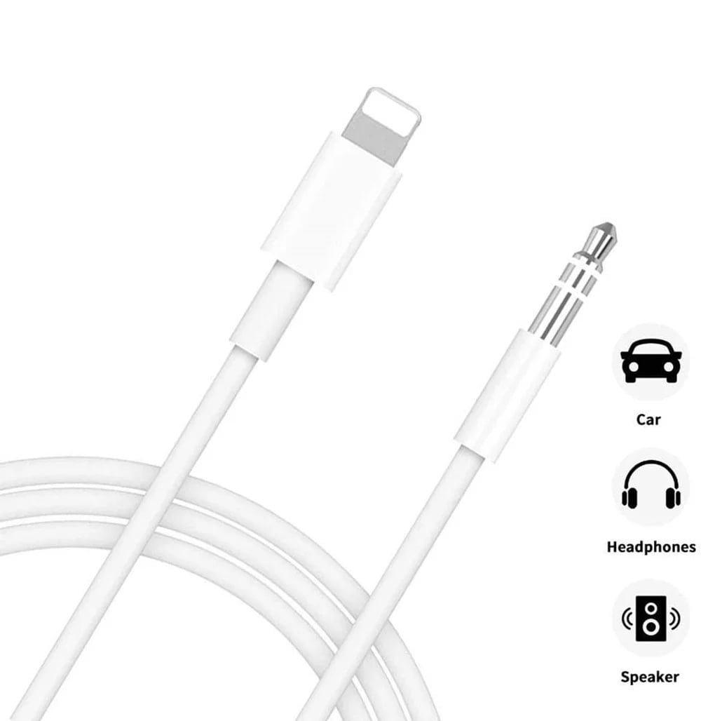 3.5mm Car Aux Audio Cable Adapter Speaker Lightning Cable Cord for