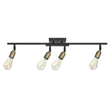 Globe Electric Bryce 4-Light Oil Rubbed Bronze and Antique Brass Track Lighting, Bulbs Included, (Best Rgb Led Light Bulbs)