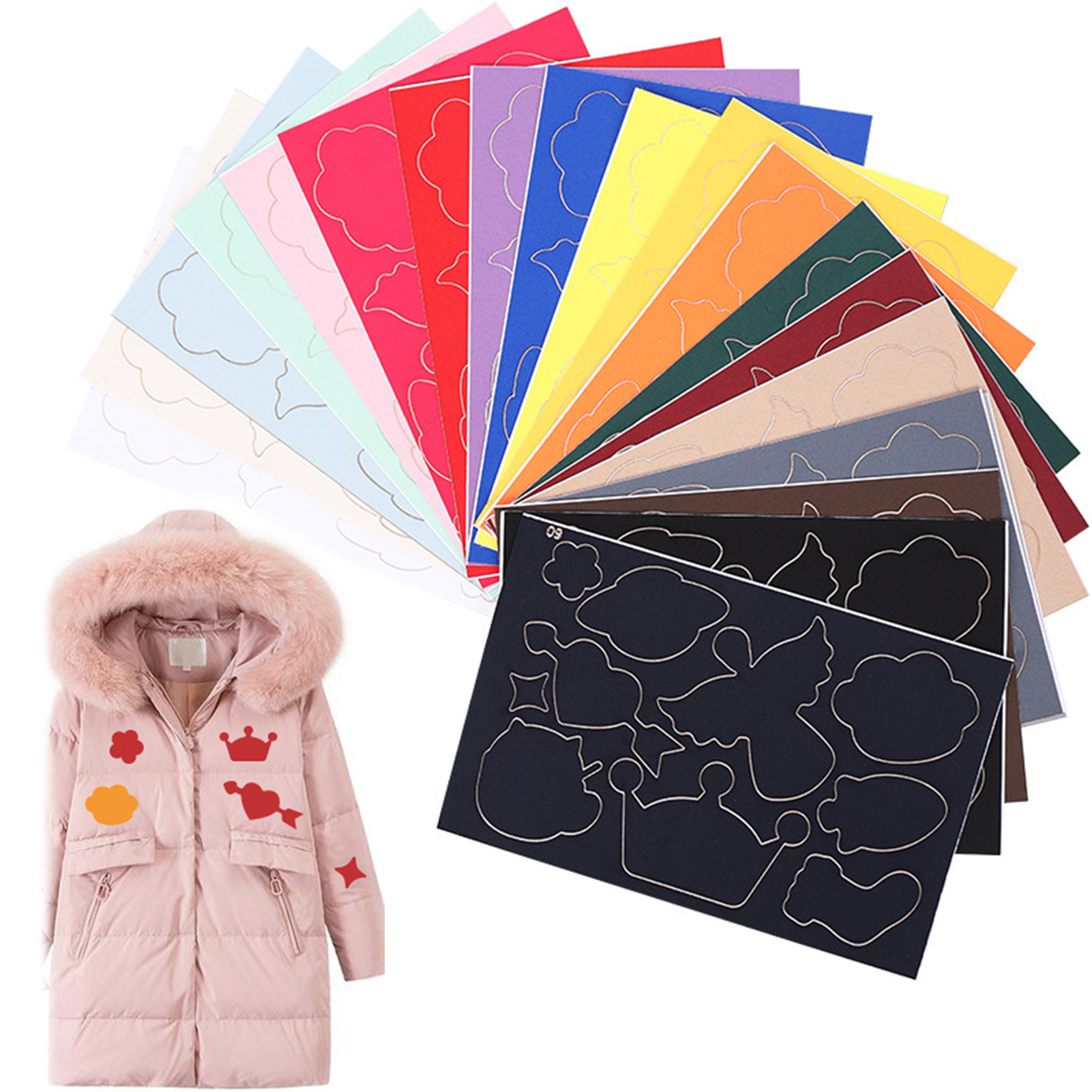 Walbest 2 Sheets Waterproof Umbrella Tent Down Jacket Patch Polyester  Sticker, Tear-resistant Patch Sticker Cartoon Style Hard to Fade Polyester