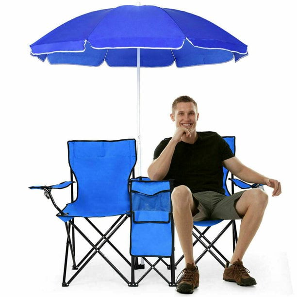 Goorabbit Camp Chair Umbrella,Portable 2Seat Folding Camping Chair