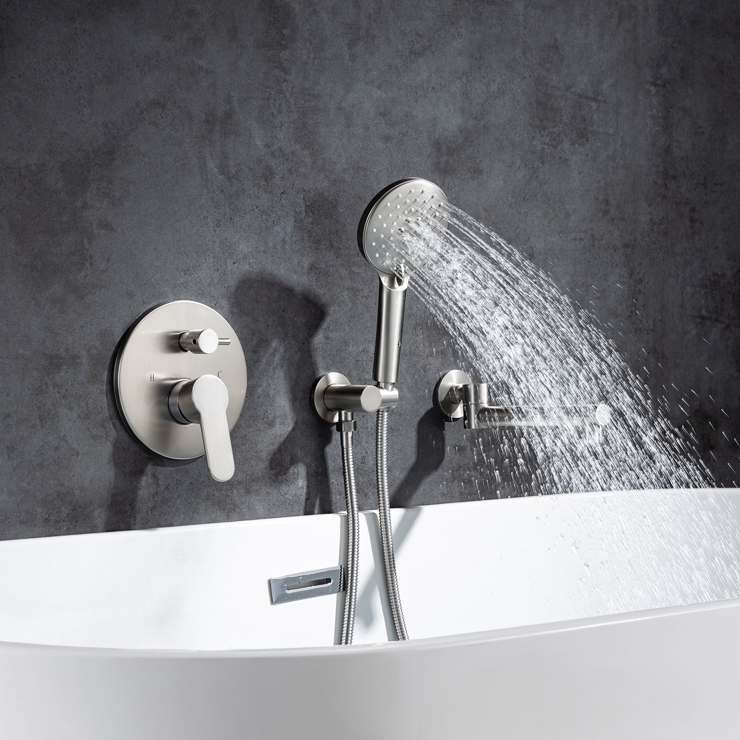 Rainlex One-Handle 1-Spray Setting Brushed Nickel Bathtub Shower Faucet