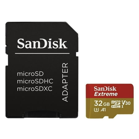 SanDisk 32GB Extreme microSDHC UHS-I Memory Card with Adapter - 100MB/s, U3, V30, 4K UHD, A1, Micro SD Card - (Best Sd Card For Raspberry Pi 3 Model B)