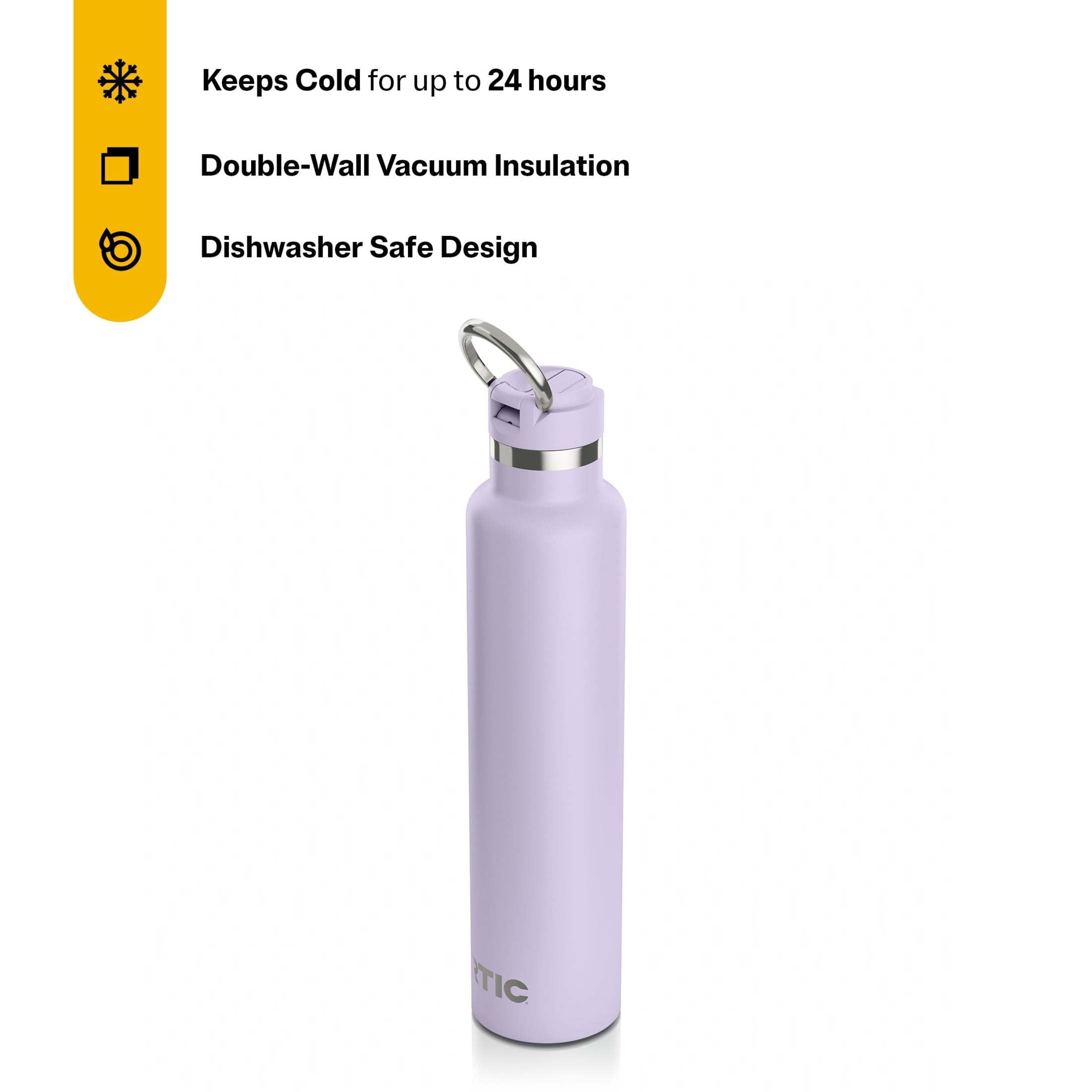 RTIC 26 oz Ceramic Lined Insulated Journey Water Bottle, Leak-Proof Lid, Dusty Lilac