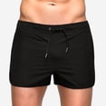 thumbnail image 3 of Men Summer Shorts Hollow Mesh Drawstring Elastic Waist Solid Color Quick Dry Surfing Fitness Sport Fitness Shorts Daily Wear Beach Shorts -Black,M, 3 of 8