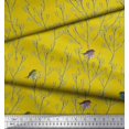 thumbnail image 3 of Soimoi Yellow Cotton Duck Fabric Branch & Flycatcher Bird Print Sewing Fabric Yard 42 Inch Wide, 3 of 3