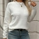 thumbnail image 1 of Suéter de cuello redondo para mujer, moda de empalme, color sólido, tejido de punto, manga larga, cuello redondo, abrigo de poliéster para mujer, 1 of 9