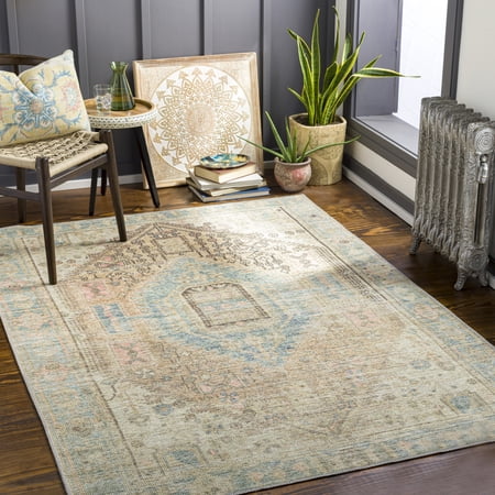 Art of Knot Albee Light Olive Traditional 8' x 10' Machine Washable Area Rug