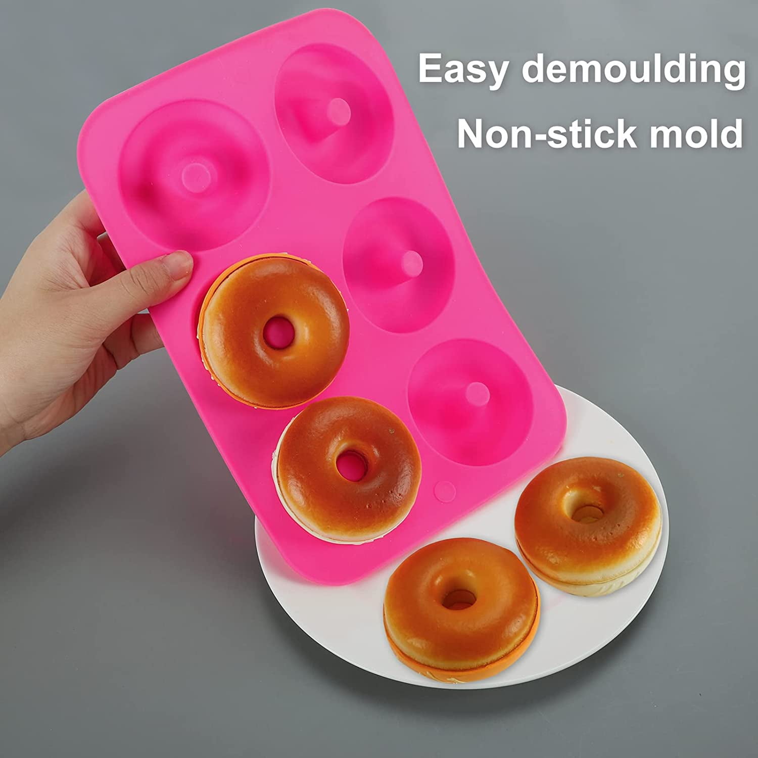 Foohor 3pcs Donut Pan Non Stick Silicone Donut Mold Bagel Doughnuts Pan For Baking In Clearance Tray Measures 10x7 Inches