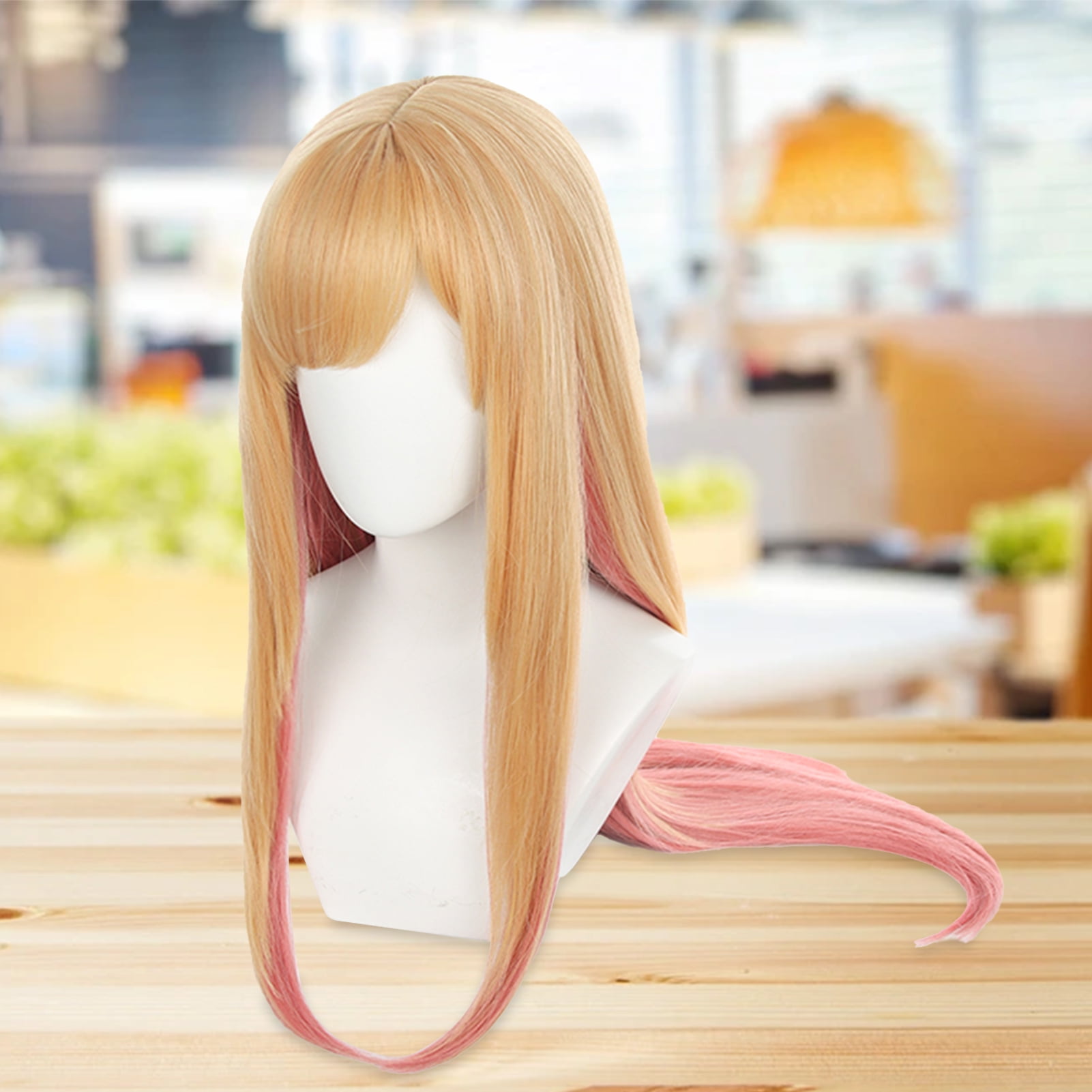 Jinnhelun Long Blonde Pink Wigs with Bangs Marin Kitagawa Cosplay Long  Straight Hair Wig for Girls Women Anime Halloween Party Costume