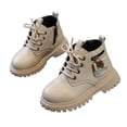 thumbnail image 2 of LvhaoGJOB Kids' Lace-Up Design Ankle Boots with Side Zipper and Thick Platform Sole, 2 of 9
