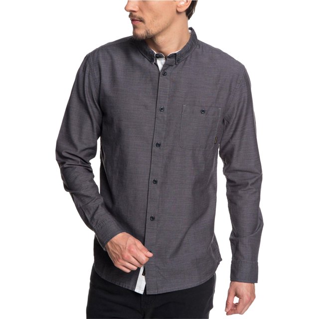 Quiksilver Camisa de popelina con botones para hombre, gris, XX-Large Quiksilver Botones al frente