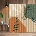 thumbnail image 4 of Mid Century Shower Curtain Boho Abstract Modern Minimalist Art Aesthetic Geometric Line Girl Face Plant Leaves Art Bathroom Decor Polyester Fabric Curtains 70 X 70 Inch with Hooks, 4 of 5