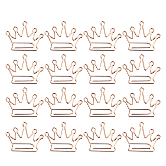 MasteelfCA 24Pcs Lovely Crown Shaped Clips Paper Clips Creative Bookmarks Paper Needles Party Gift Office Hand Account Essentials(Rose Golden)