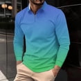 thumbnail image 4 of ZCFZJW Mens Casual Tie Dye Quarter Zip Polo Sweater Business Office Work Slim Big and Tall Regular Fit Casual Long Sleeve Stretch Lightweight Shirt Tops Blue XL, 4 of 5