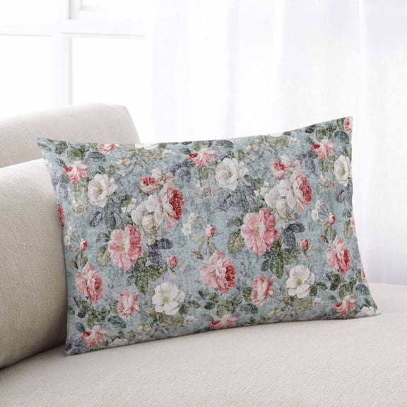 Vintage Spring Floral Throw Pillow Covers, Summer Botanical Watercolor Soft Breathable Pillow Cases with Invisible Zipper for Sleeping, King Size Pillowcases for Couch Bed Sofa Chair 20x36 Inches