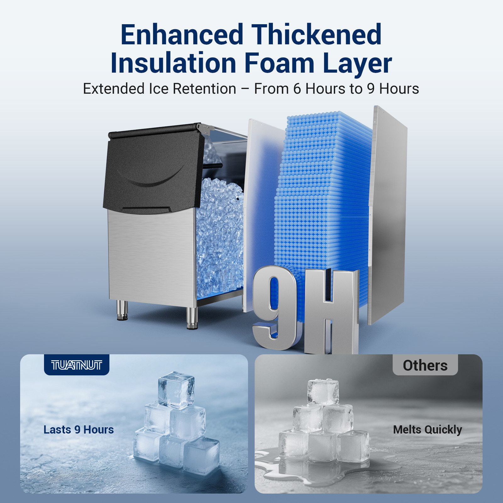 Joreek Commercial Ice Machine 650 Lbs/24H, 450Lbs Large Storage, Ice Ready in 8-15 Min, ETL Approval, Powerfull Compressor, Auto Cleaning, Stainless Steel ice Maker for Bar Cafe Restaurant
