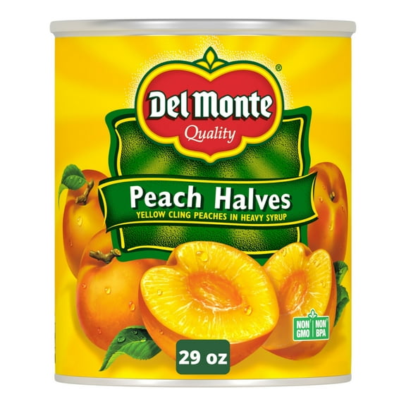 Del Monte Yellow Cling Peach Halves, Canned Fruit, 29 oz Can