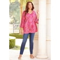 thumbnail image 2 of Catherines Women's Plus Size Sequin Trim Gauze Peasant Blouse, 2 of 4