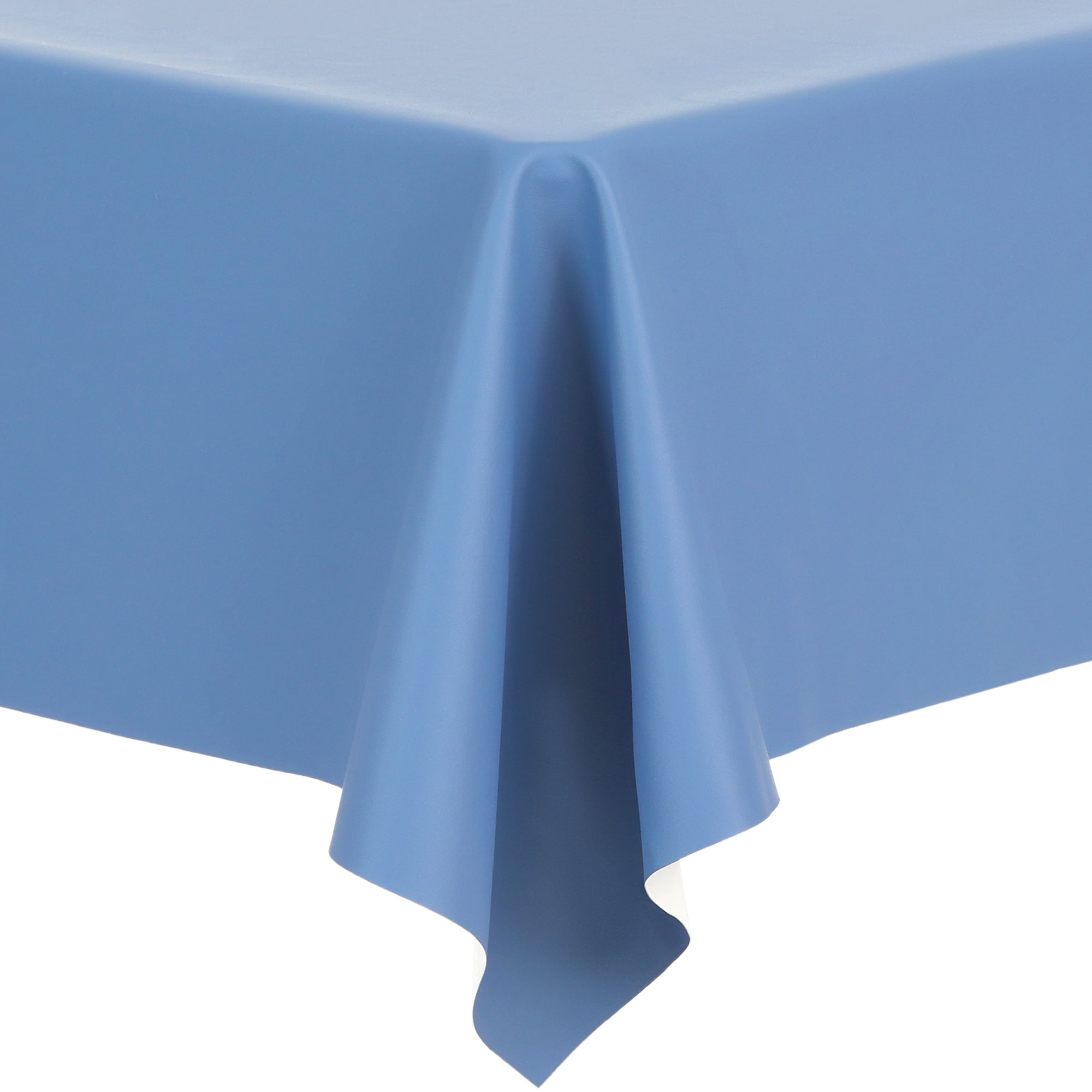 Unique Bargains Rectangle Water Resistance Vinyl Table Cover Tablecloth Blue 55"x63"