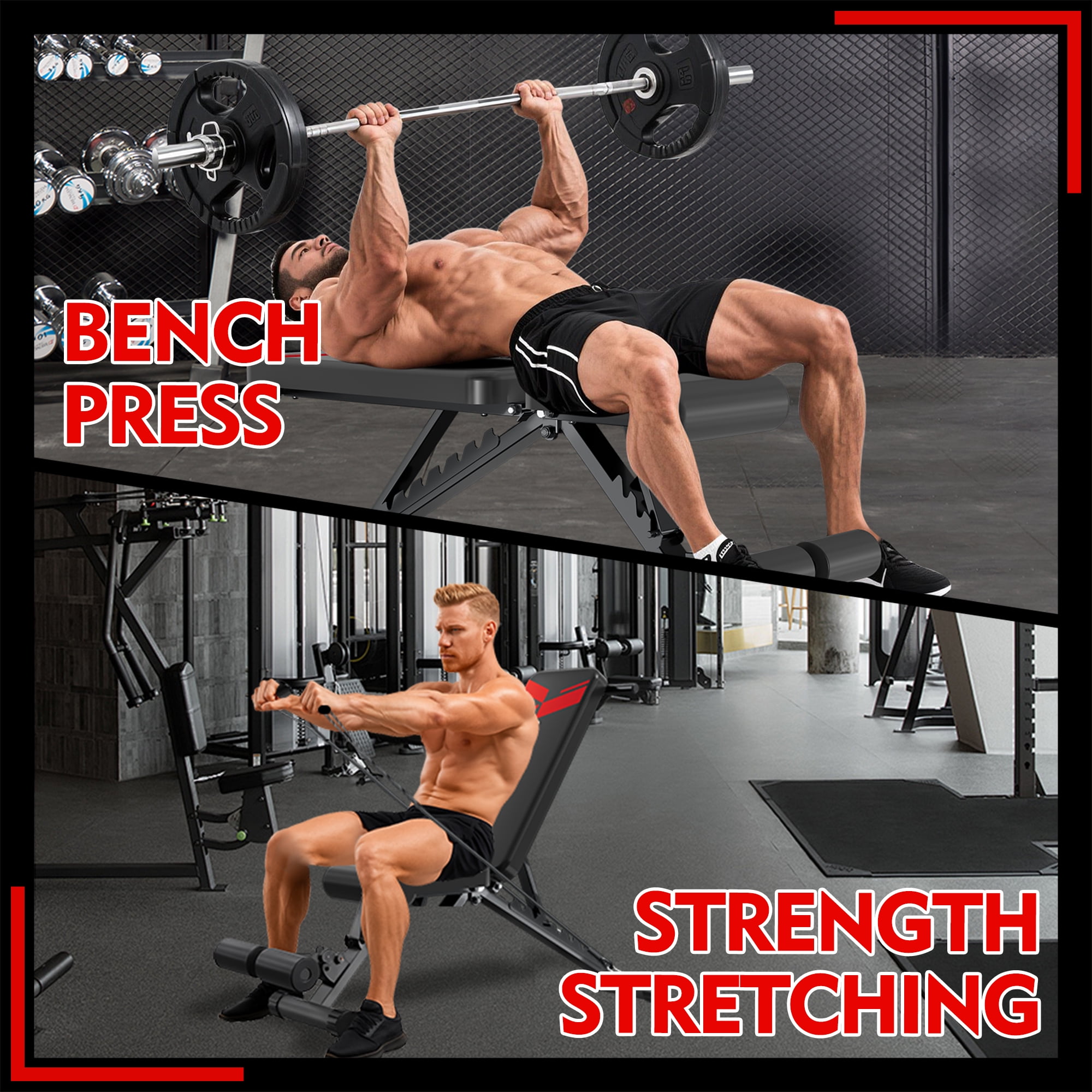 FONBEAR Adjustable Weight Bench, 660LBS Bench Press, Foldable Workout Bench for Full Body Strength Training, Multi-Function Incline Decline Bench - Great for Beginners and Professional Use
