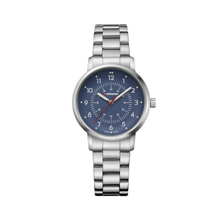 Wenger Avenue Water Resistant Watch with Blue Dial and Stainless Steel Bracelet