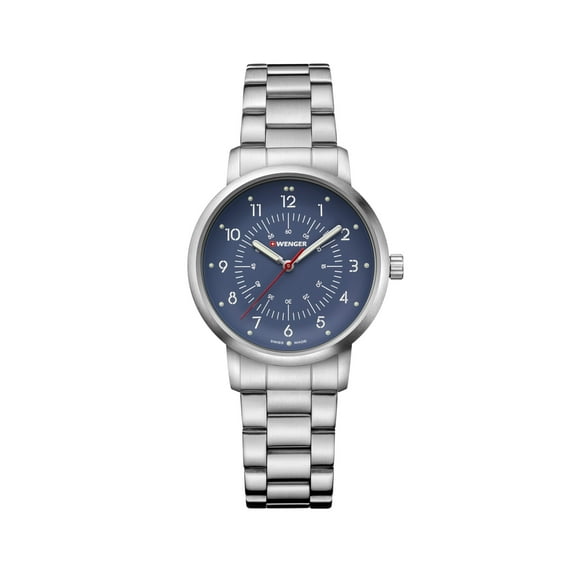 Wenger Avenue Water Resistant Watch with Blue Dial and Stainless Steel Bracelet