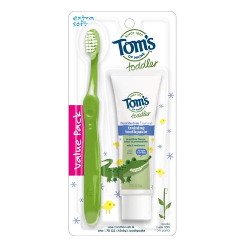Soft Toothbrush And Training Toothpaste For Toddlers Mild Fruit By Toms