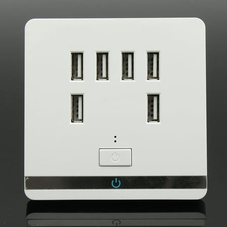 Switch Plate Plug CE Certificate 3.4A 6 Port Smart USB Charger Wall Plate Plug Outlet Socket Electrical Switch Outlet with ON/OFF Switch CE Certificate Fast Charging For Cellphone Tablet MP3 ()