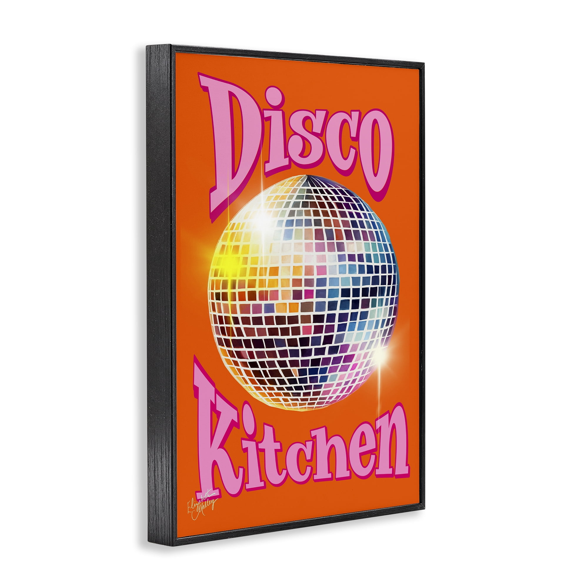 Stupell Industries Groovy Disco Kitchen Performing Arts Painting Black Framed Art Print Wall Art, 16 x 24