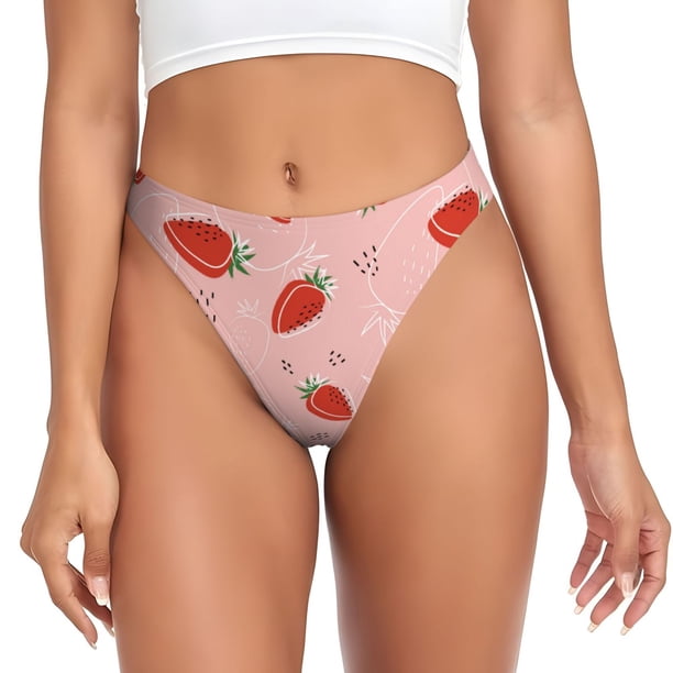Fotbe Strawberry Tanga Sin Costuras para Mujer con Estampado – Panties Invisibles, Transpirables y Cómodos para Uso Diario-Large