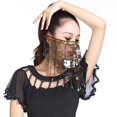 thumbnail image 2 of Lady Belly Dance Lentejuelas Con Cuentas Velo Facial Accesorio De Disfraz De Halloween Negro SM SunniMix Danza del Vientre Cara Velo, 2 of 7