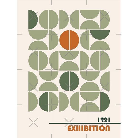 Bauhaus poster, Sage green, Retro print, Exhibition poster, Geometric print, Abstract Modern Art Decor Unframe