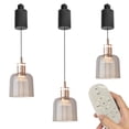 thumbnail image 1 of FSLiving Lampe de Piste Réglable en Hauteur Type H Rétractable avec Télécommande et Gradation Continue Lampe Macaron pour Îlot de Cuisine Intérieur, Gris Fumée - Ensemble de 3, 1 of 8