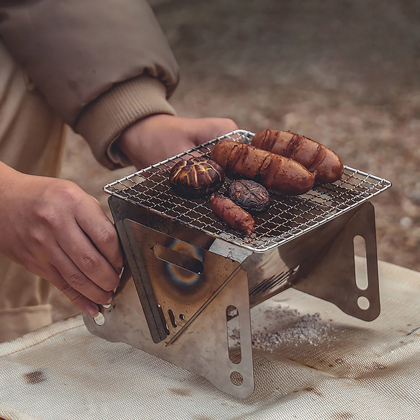 Portable Charcoal Small Grill Foldable Grill For Travel Small Grills Outdoor Cooking Camping Smoker BBQ Grill For Picnic Patio Backyard one size