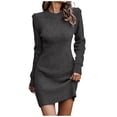 thumbnail image 1 of WEAIXIMIUNG Robe Chandail pour Femmes Col Montant Manches Longues Couleur Unie Col Montant Robe Longue Tricotée, 1 of 6