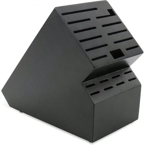 20 Slot Knife Block Storage without KnivesAcacia Wood Universal Knife Holder for Kitchen Countertop Large Butcher Block Organizer Easy Kitchen Knife Storage Black